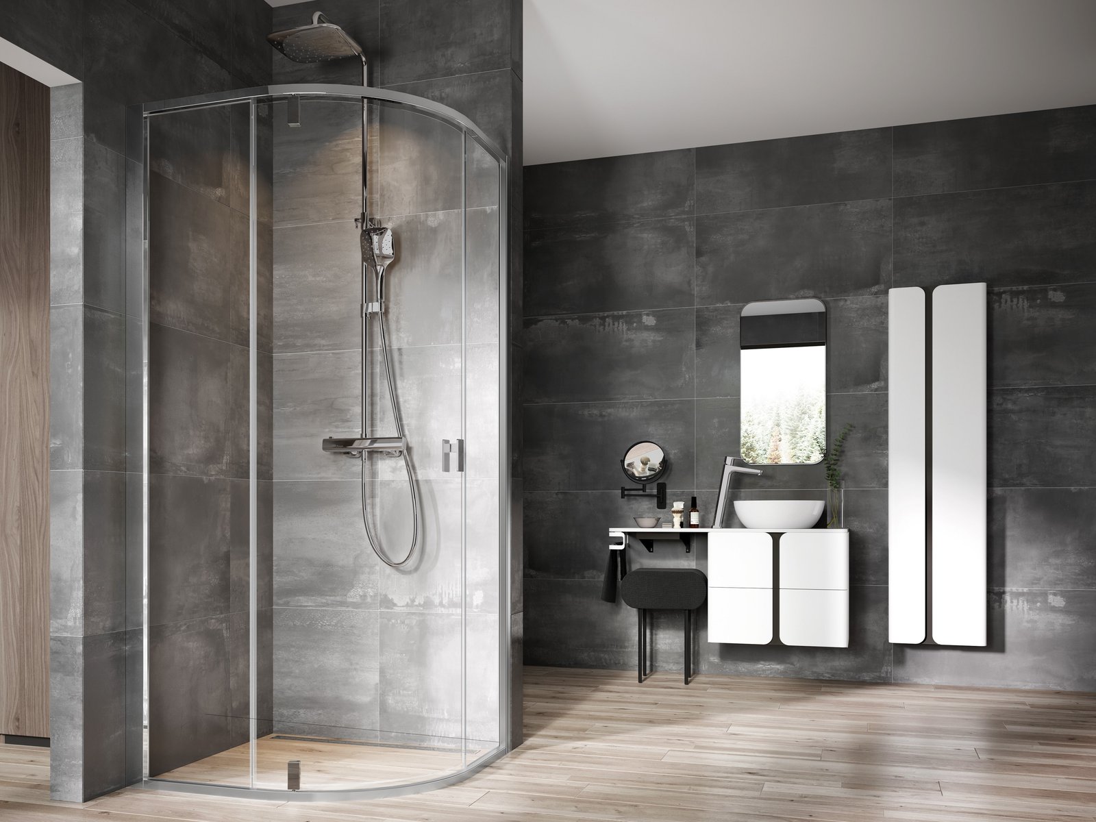 Ravak Nexty cabina de ducha 90x90 cm semicircular aluminio brillo/vidrio transparente 3O677C00Z1