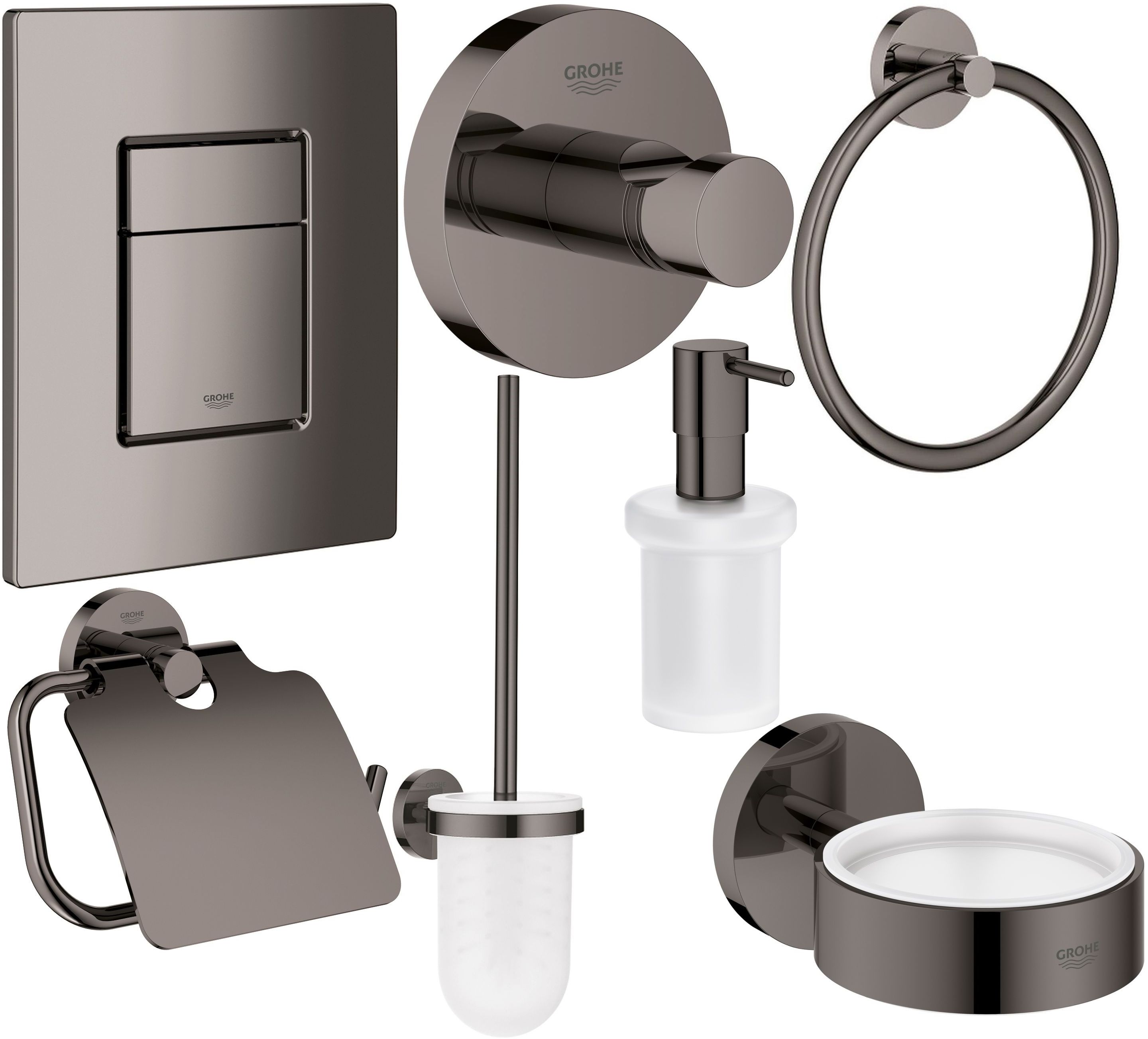 Conjunto botón de descarga Grohe Skate 38732AL0, escobilla de baño Grohe Essentials 40374AL1, 40367AL1, 40369AL1, 40365AL1, 40394AL1, 40364AL1