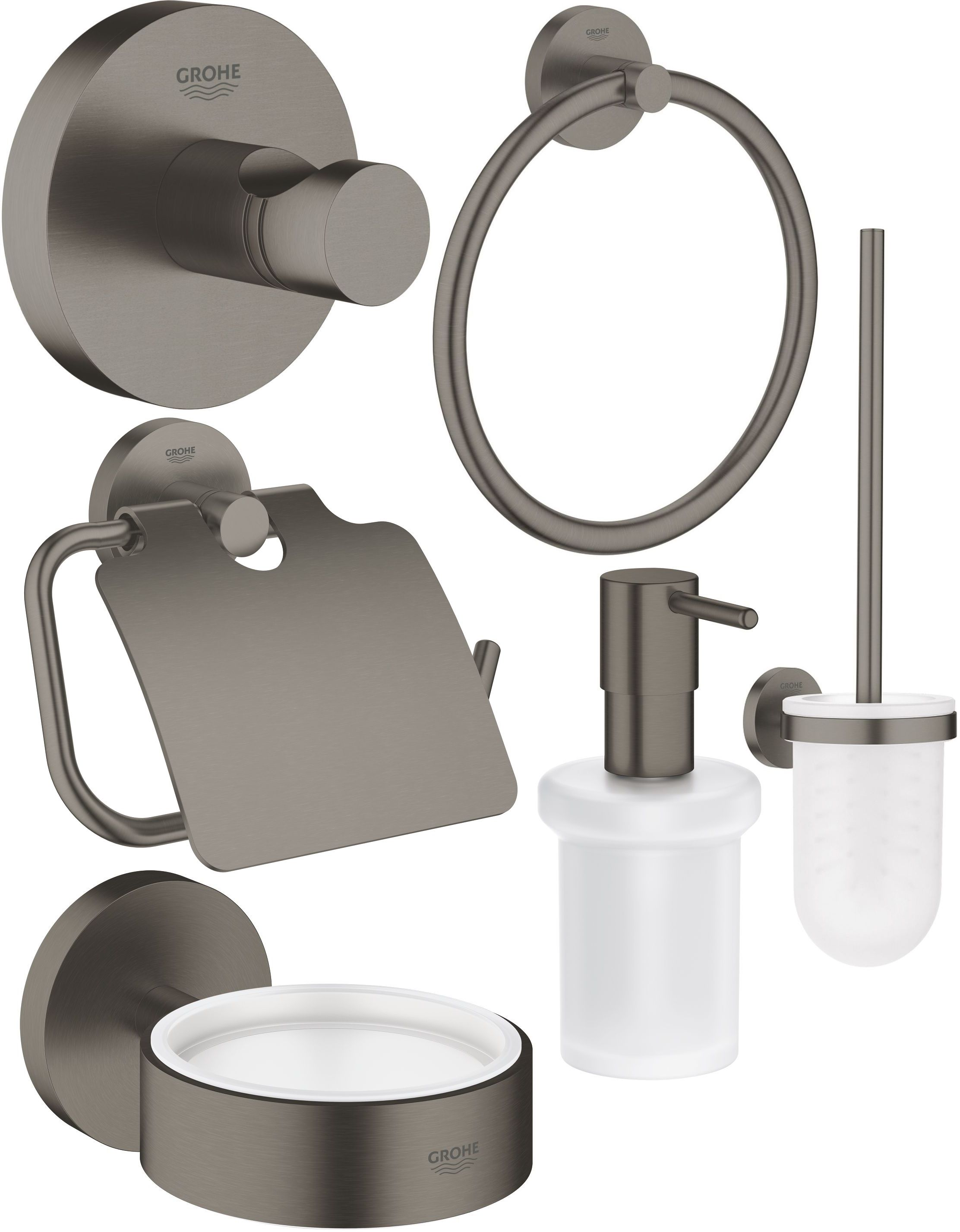Conjunto escobilla de baño Grohe Essentials 40374AL1, portarrollos de papel higiénico Grohe Essentials 40367AL1, 40369AL1, 40365AL1, 40394AL1, 40364AL1