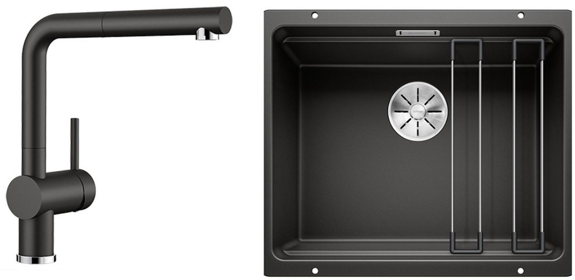 Conjunto fregadero de granito Blanco Etagon 500-U 525887, grifo de cocina Blanco Linus-S 526148