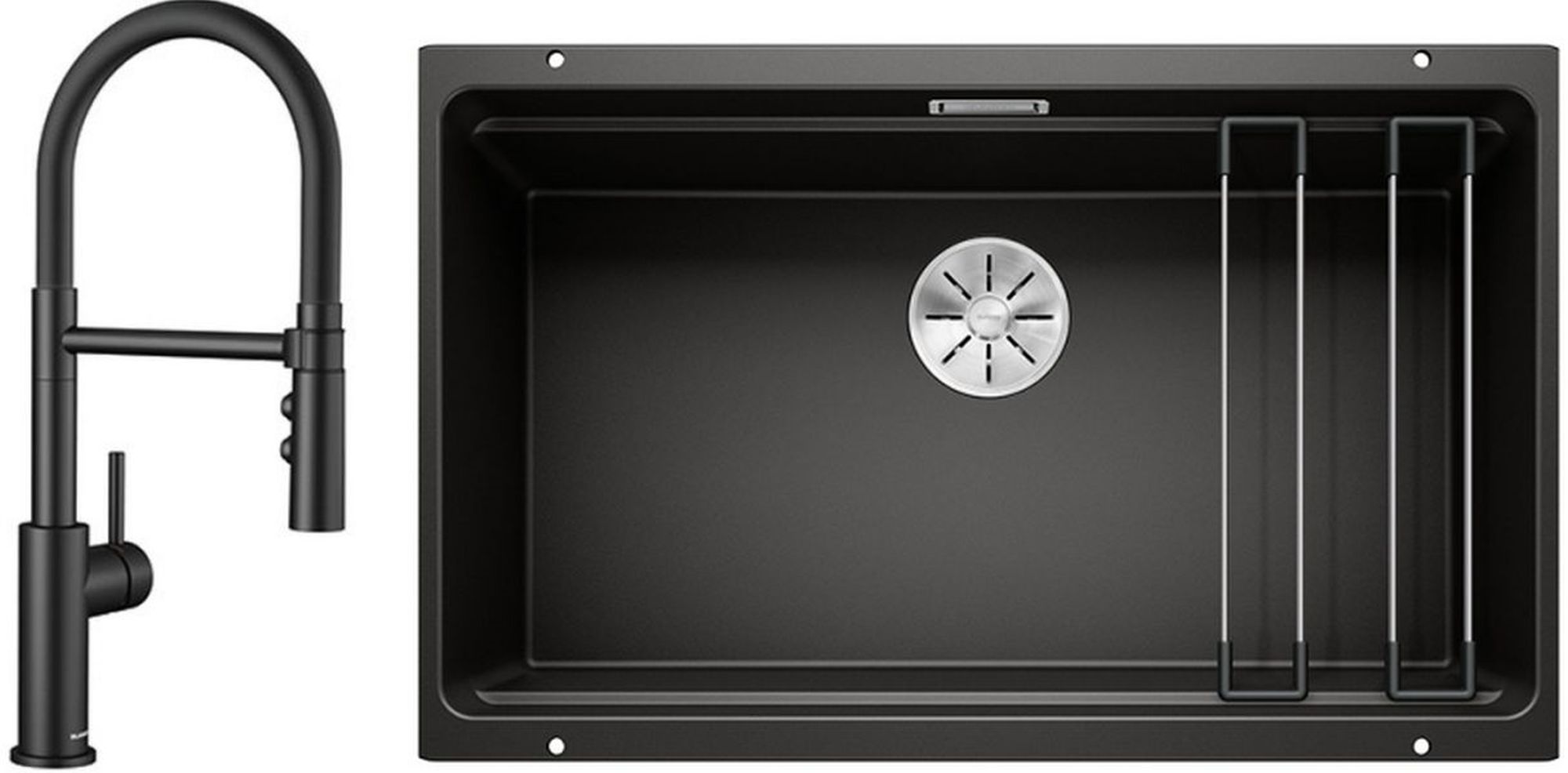 Conjunto fregadero de granito Blanco Etagon 700-U 525891, grifo de cocina Blanco Catris-S 525793