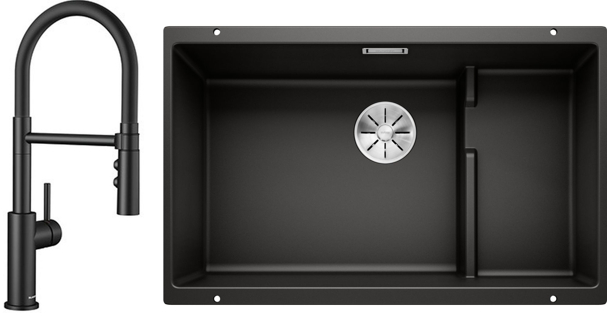 Conjunto fregadero de granito Blanco Subline 700-U Level 526004, grifo de cocina Blanco Catris-S 525793