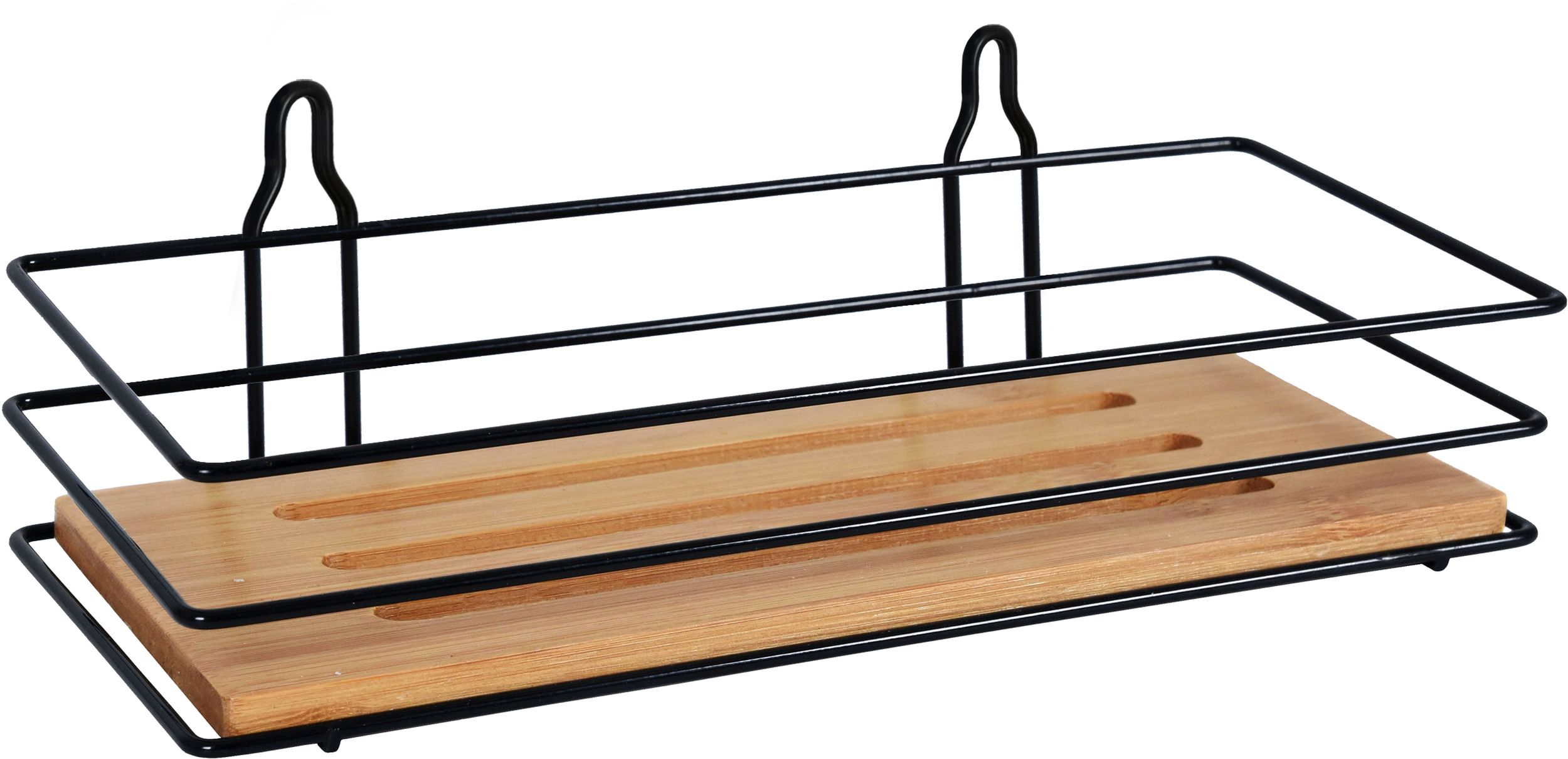 BISK Umbra estante de baño 25 cm negro-madera 08167