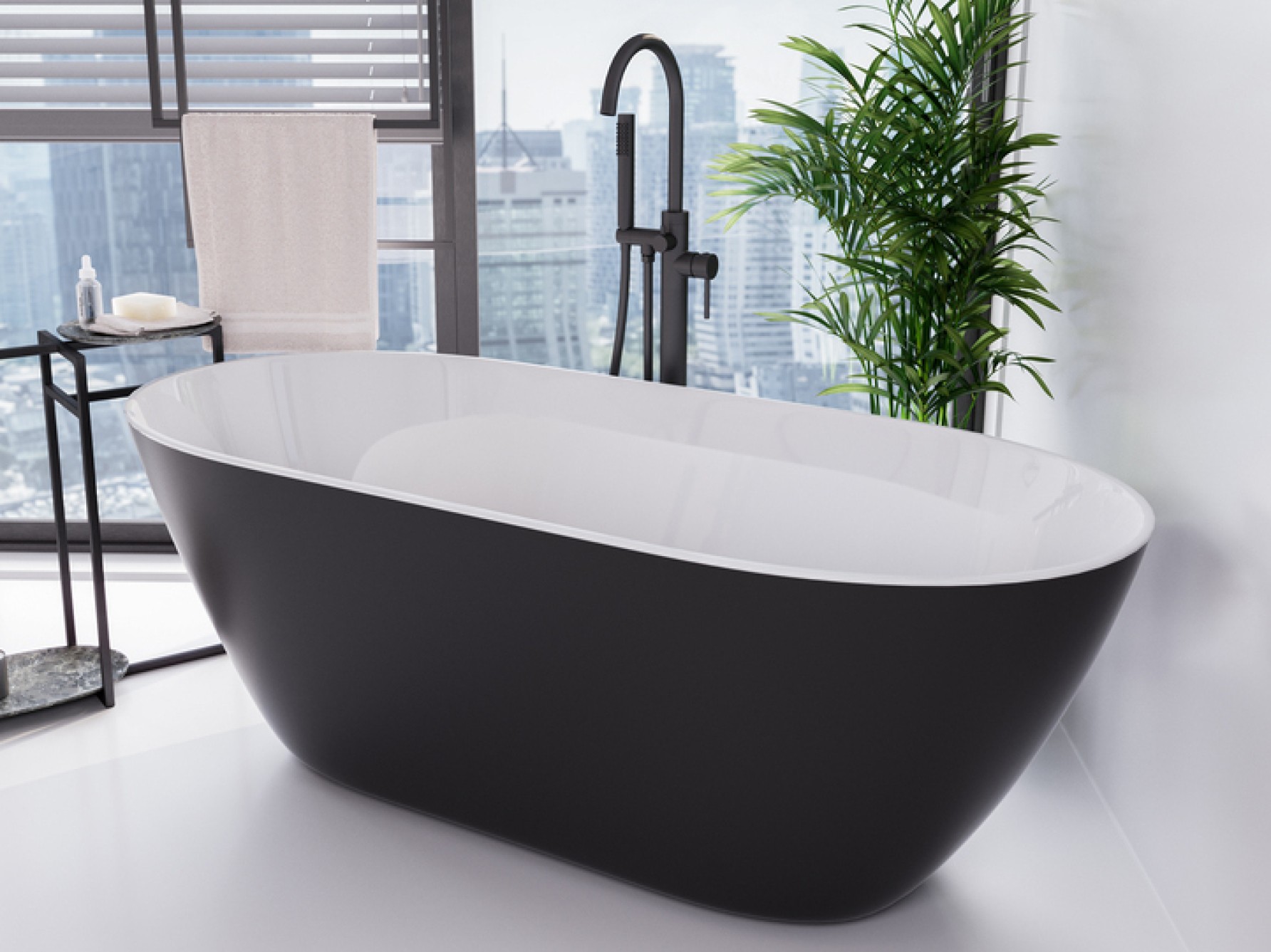 Besco Moya bañera exenta 160x68 cm oval bicolor #WMMC-160-MGR