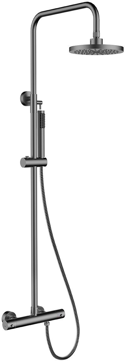 Besco Decco conjunto de ducha a pared con termostato con rociador con efecto lluvia grafito BP-DIT-GR