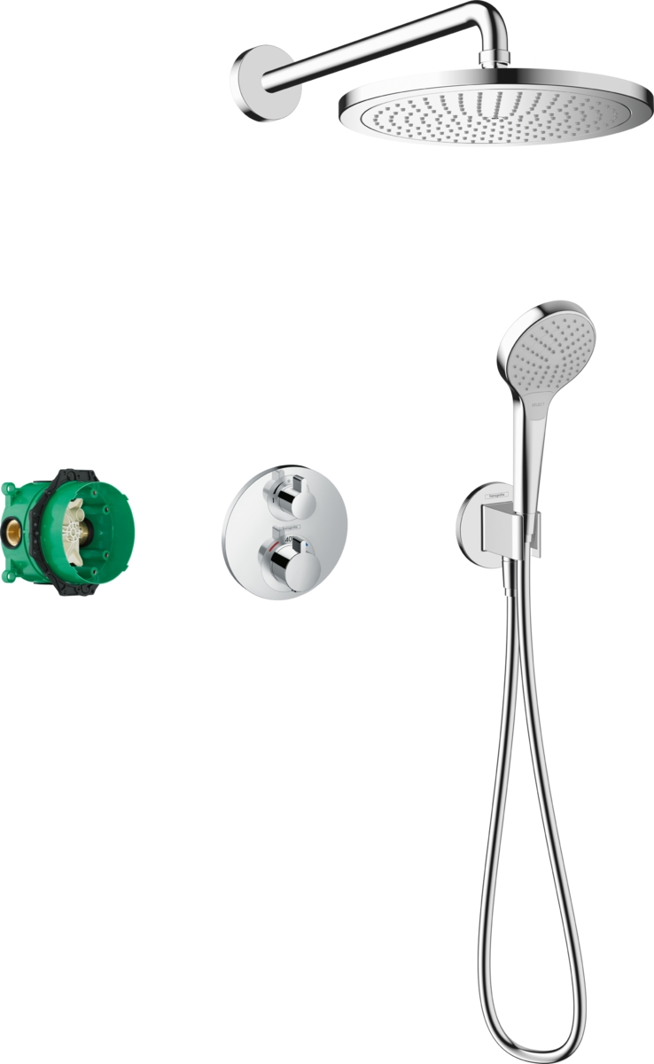 Hansgrohe Raindance conjunto de ducha empotrado con termostato con rociador con efecto lluvia cromo 27954000