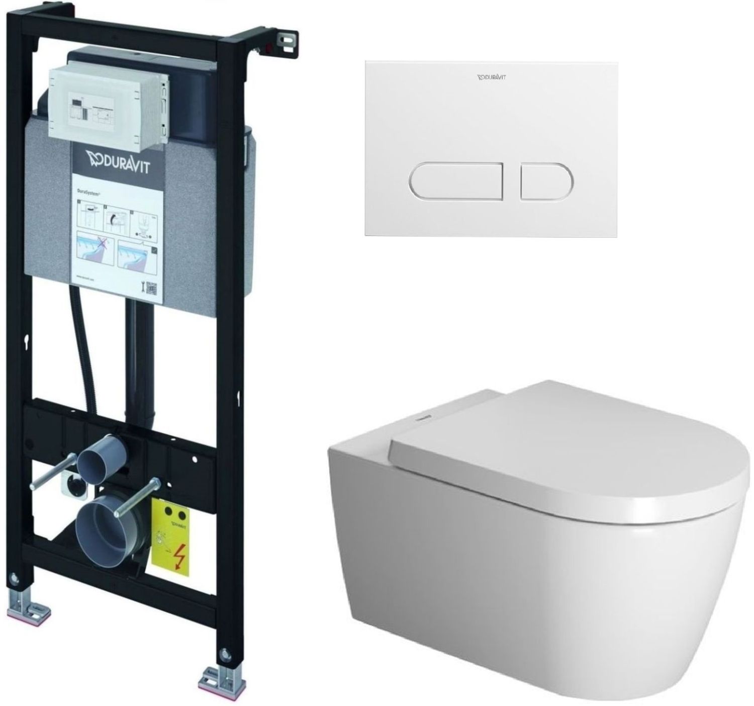 Conjunto taza de inodoro Duravit ME by Starck 2529092000, marco empotrado Duravit DuraSystem WD1011000000, 0020090000, WD5001011000