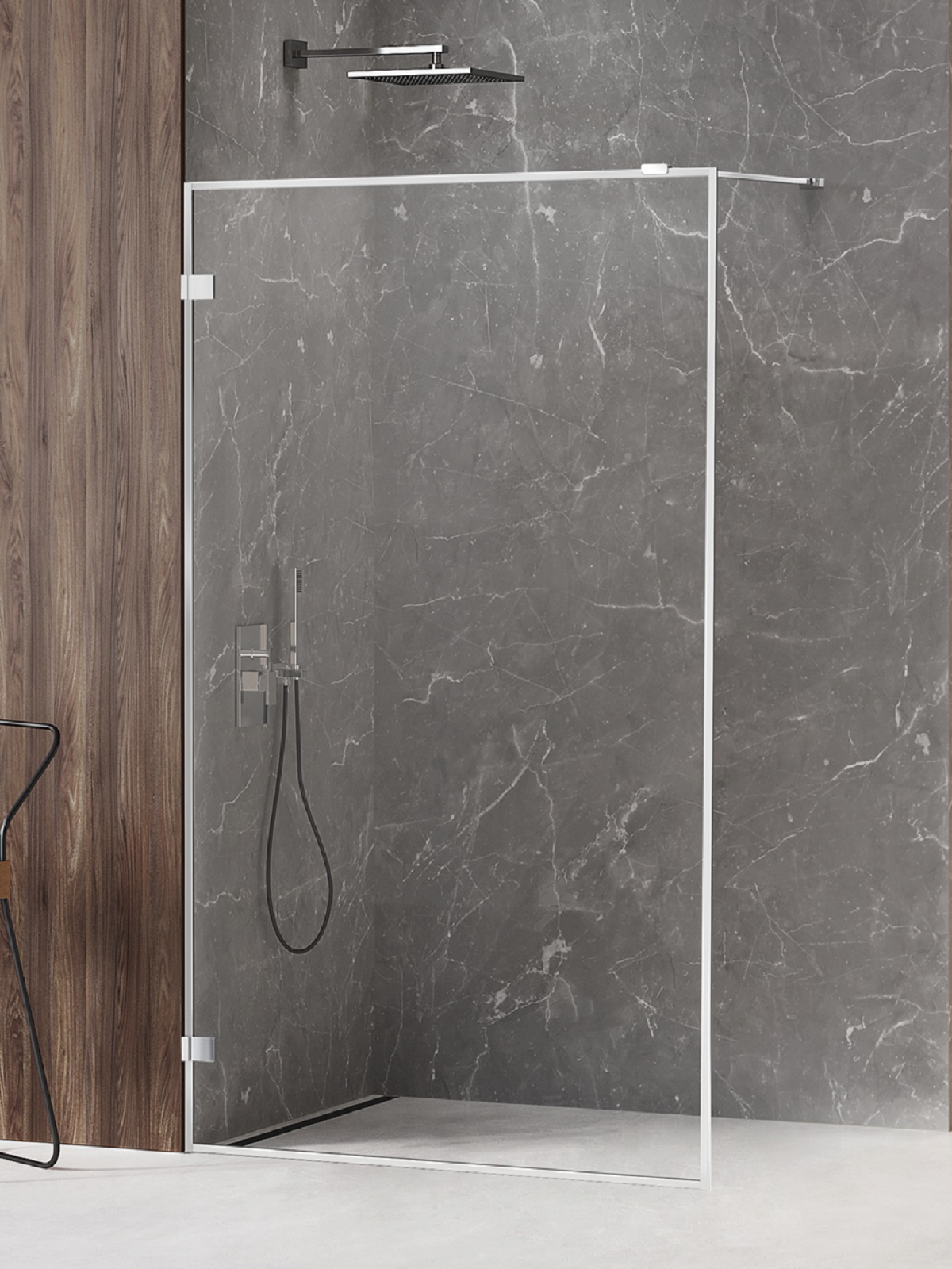 New Trendy Avexa mampara de ducha walk-in 80 cm cromo brillante/vidrio transparente EXK-2506