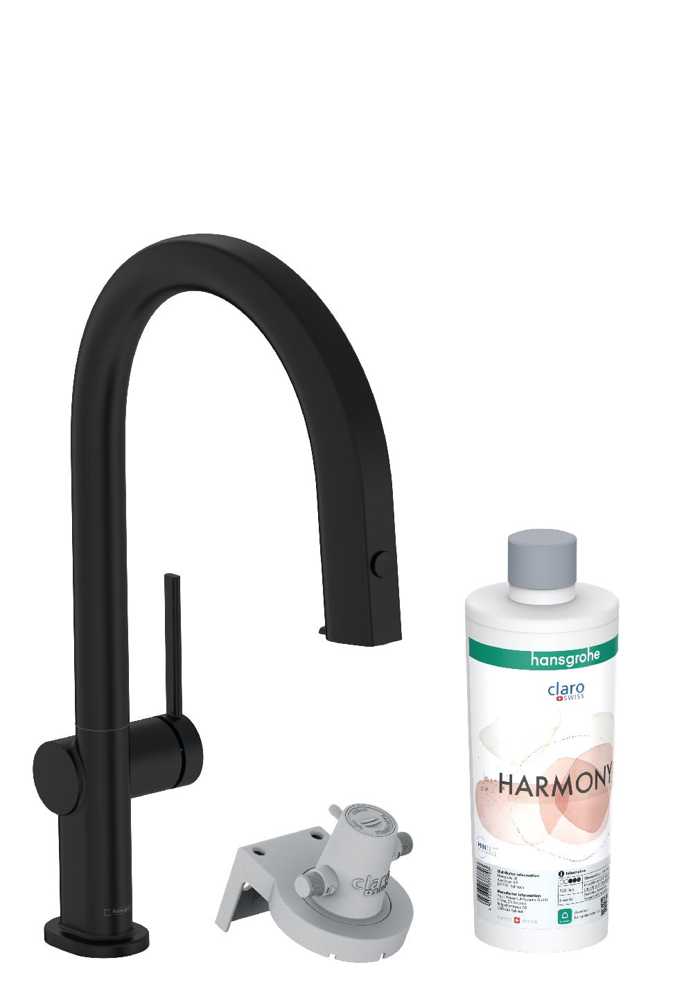 Hansgrohe Aqittura M91 grifo de cocina con filtro de pie negro 76801670