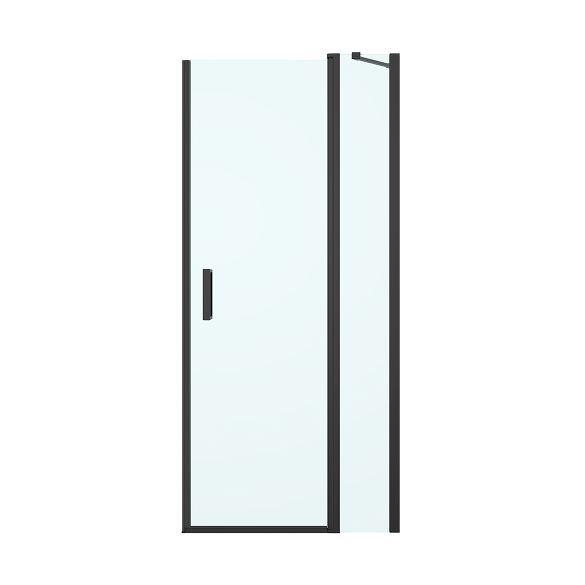 Oltens Verdal puerta de ducha 100 cm oscilante negro mate/vidrio transparente 21205300
