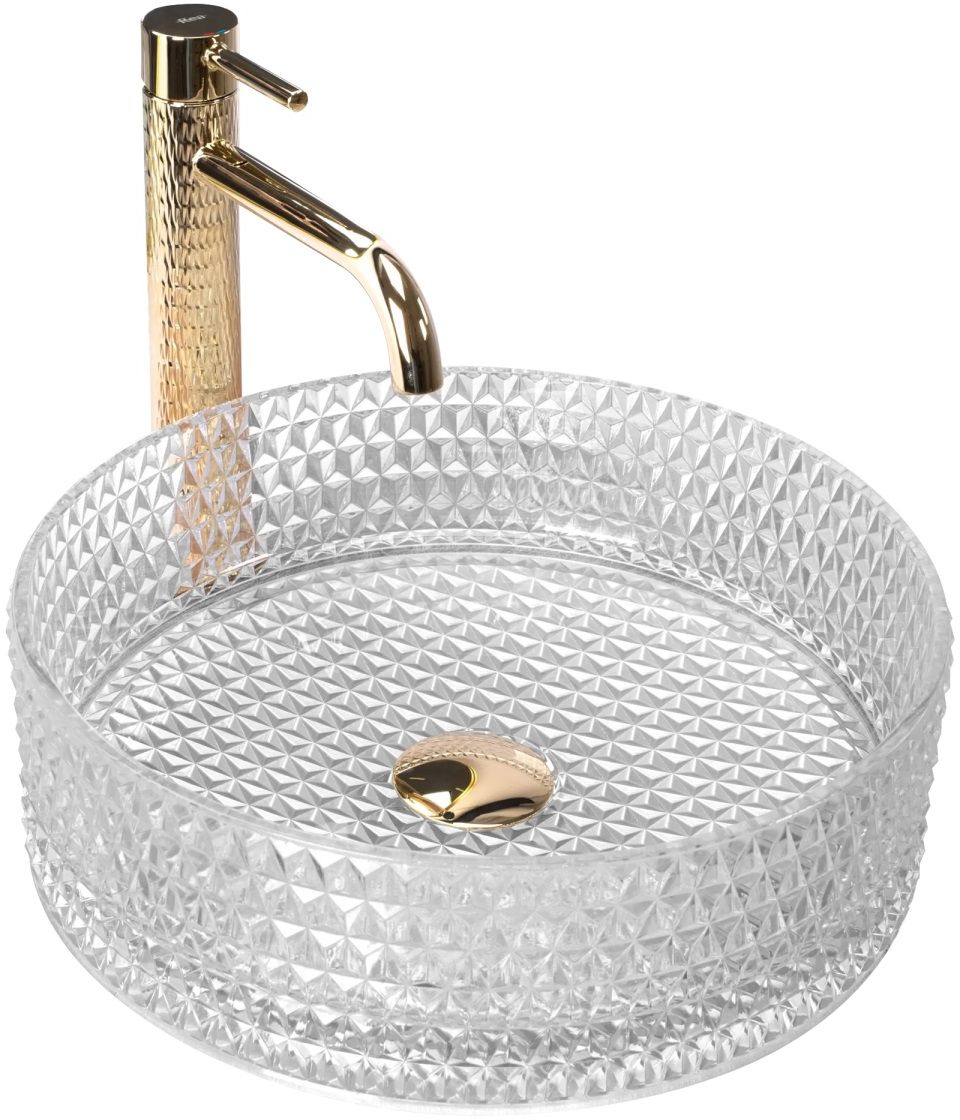 Rea Cristal lavabo 35.5x35.5 cm circular sobre encimera REA-U9670