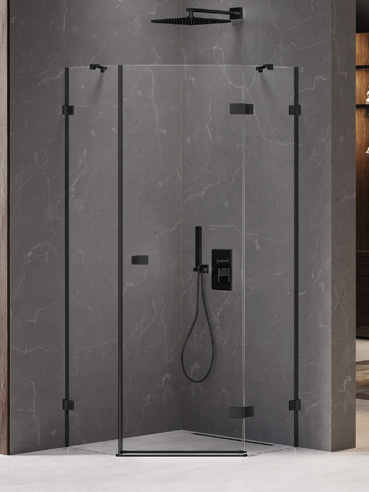 New Trendy Avexa Black cabina de ducha 80x80 cm negro mate/vidrio transparente EXK-3874