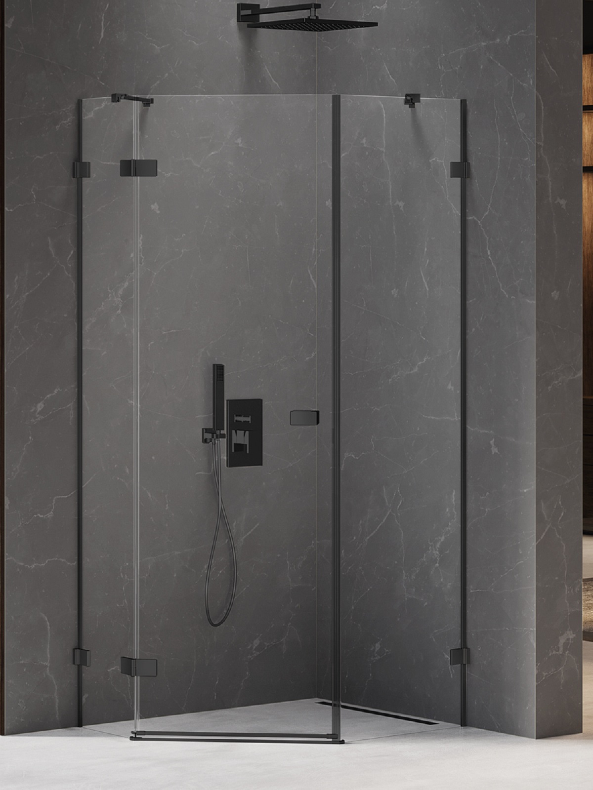 New Trendy Avexa Black cabina de ducha 100x80 cm negro mate/vidrio transparente EXK-3882