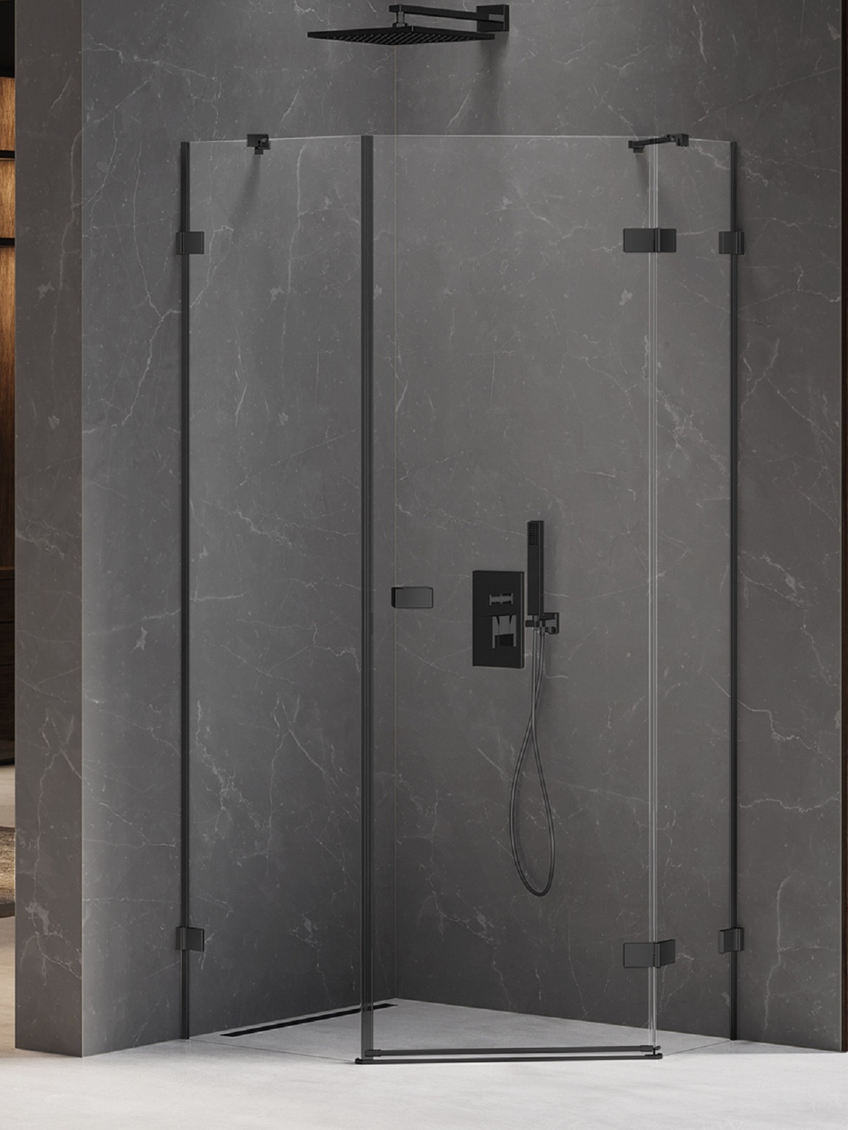 New Trendy Avexa Black cabina de ducha 100x80 cm negro mate/vidrio transparente EXK-3883