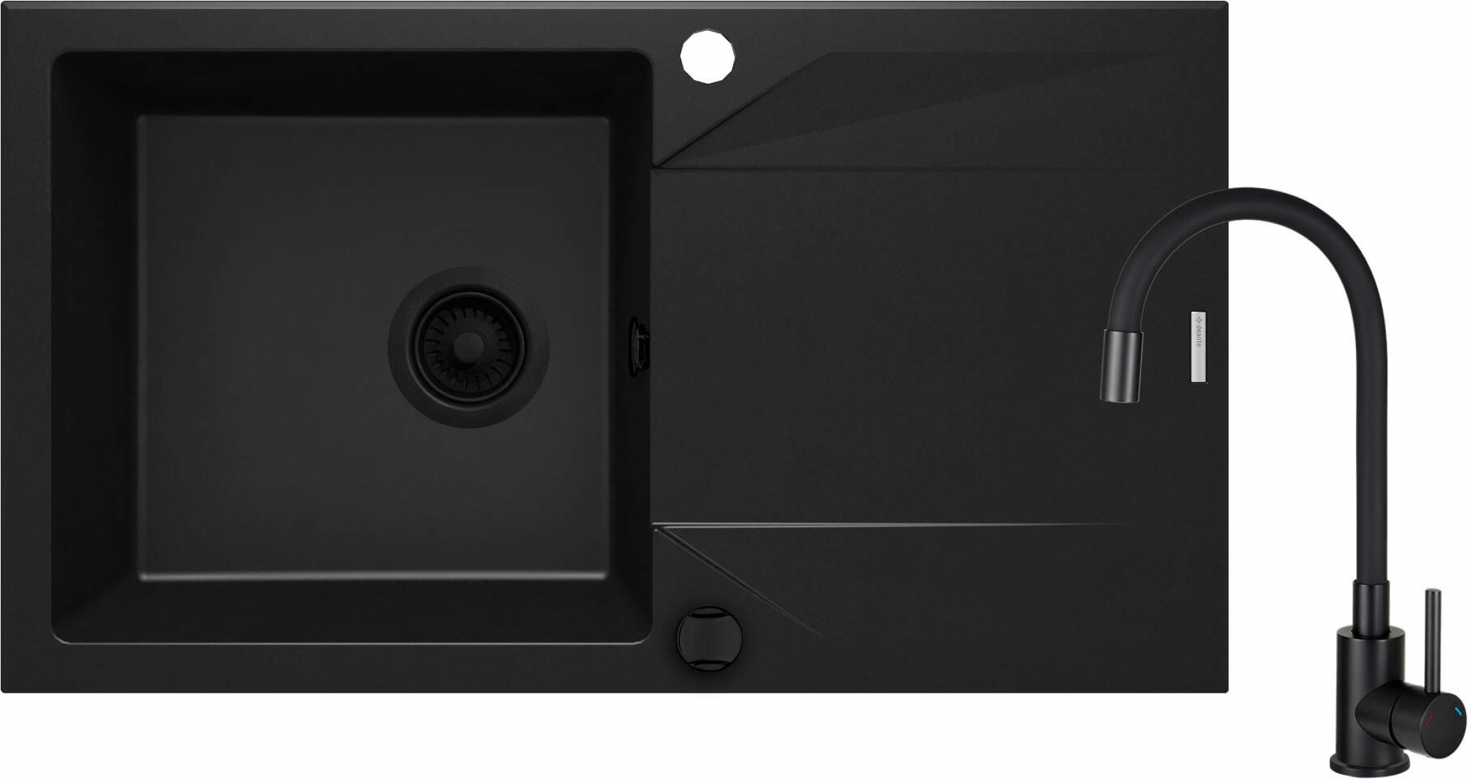 Deante Evora fregadero con grifo negro/negro ZQJJN113