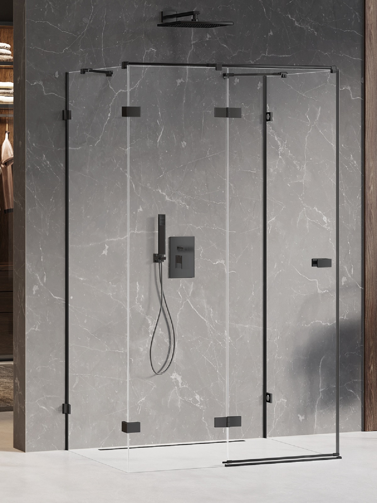 New Trendy Avexa Black cabina de ducha 90x90 cm cuadrada negro mate/vidrio transparente EXK-2603