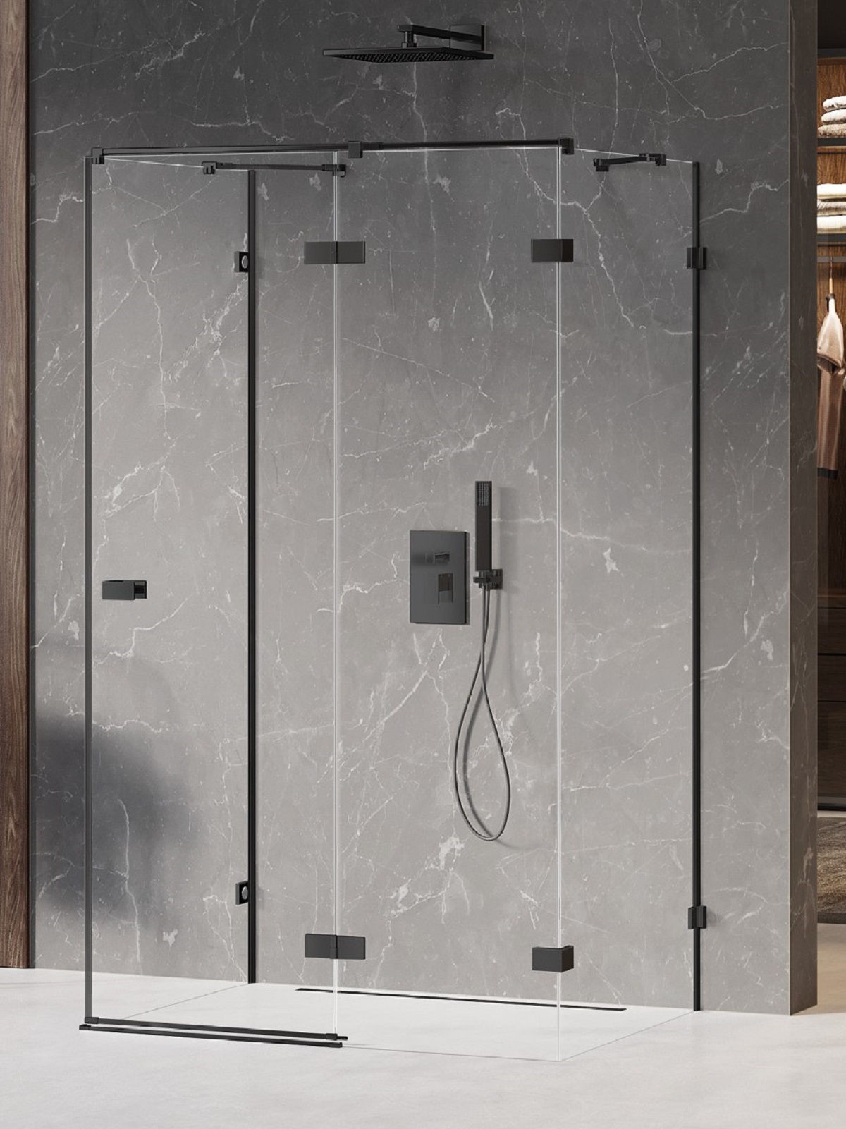 New Trendy Avexa Black cabina de ducha 90x80 cm rectangular negro mate/vidrio transparente EXK-2632
