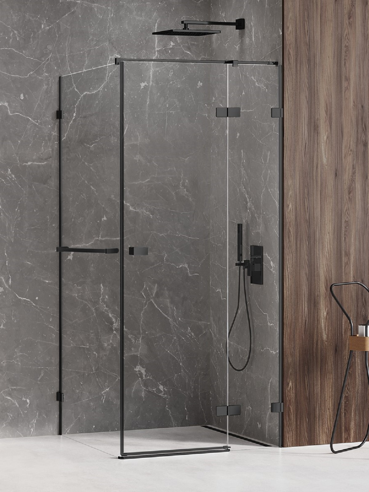 New Trendy Avexa Black kabina prysznicowa 120X90 cm prostokątna prawa czarny mat/szkło przezroczyste EXK-2591