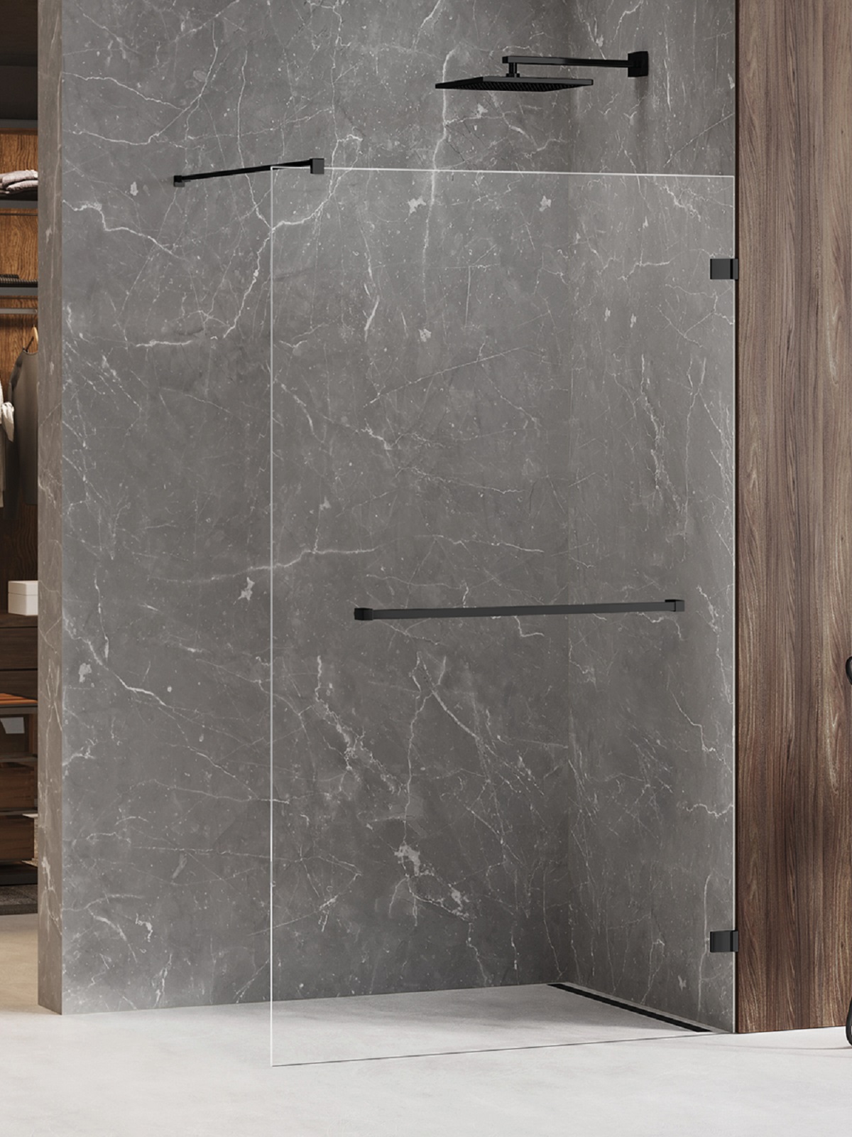 New Trendy Avexa Black ścianka prysznicowa walk-in 140 cm czarny mat/szkło przezroczyste EXK-2684