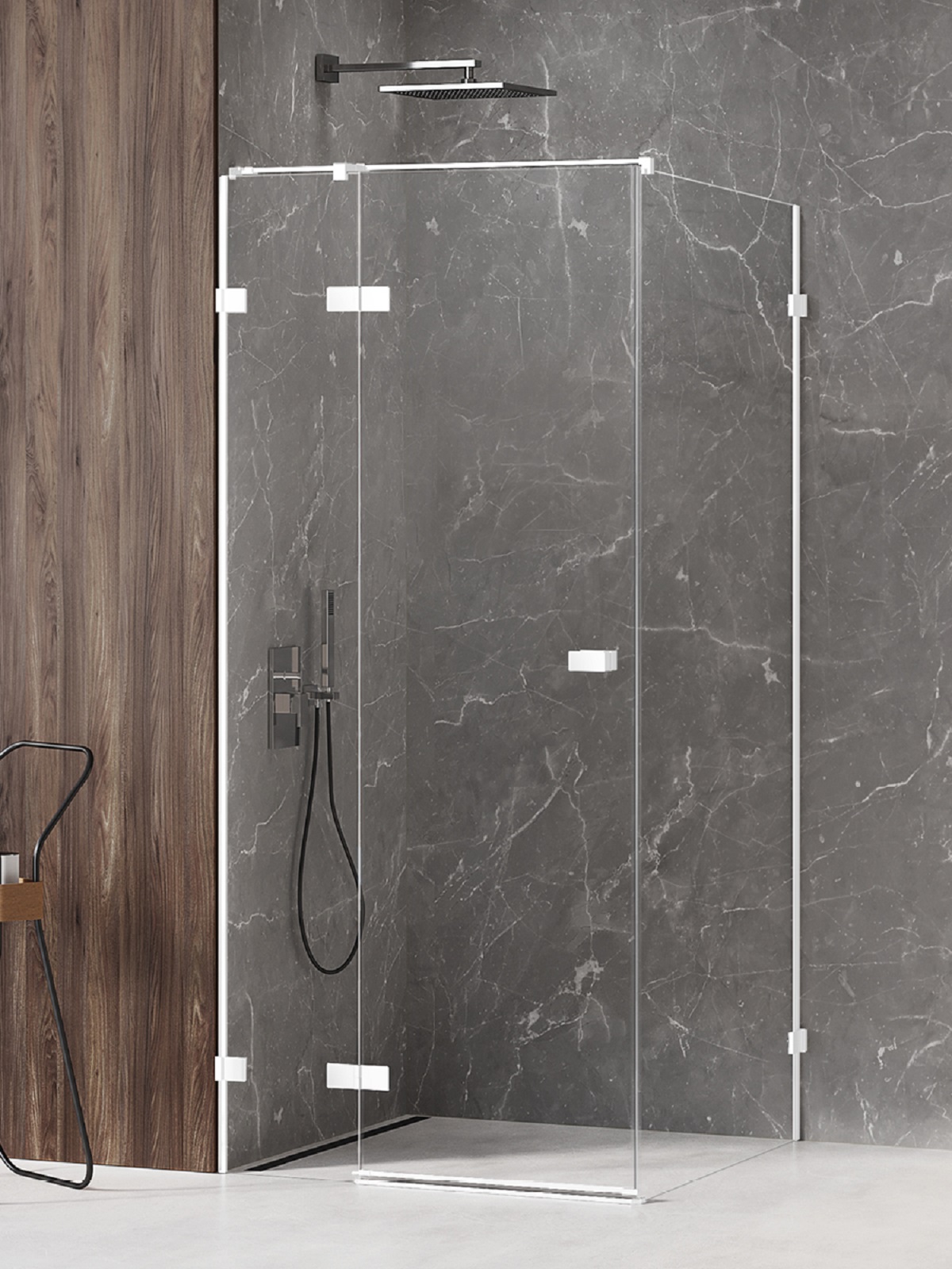 New Trendy Avexa White cabina de ducha 90x80 cm rectangular blanco mate/vidrio transparente EXK-2703