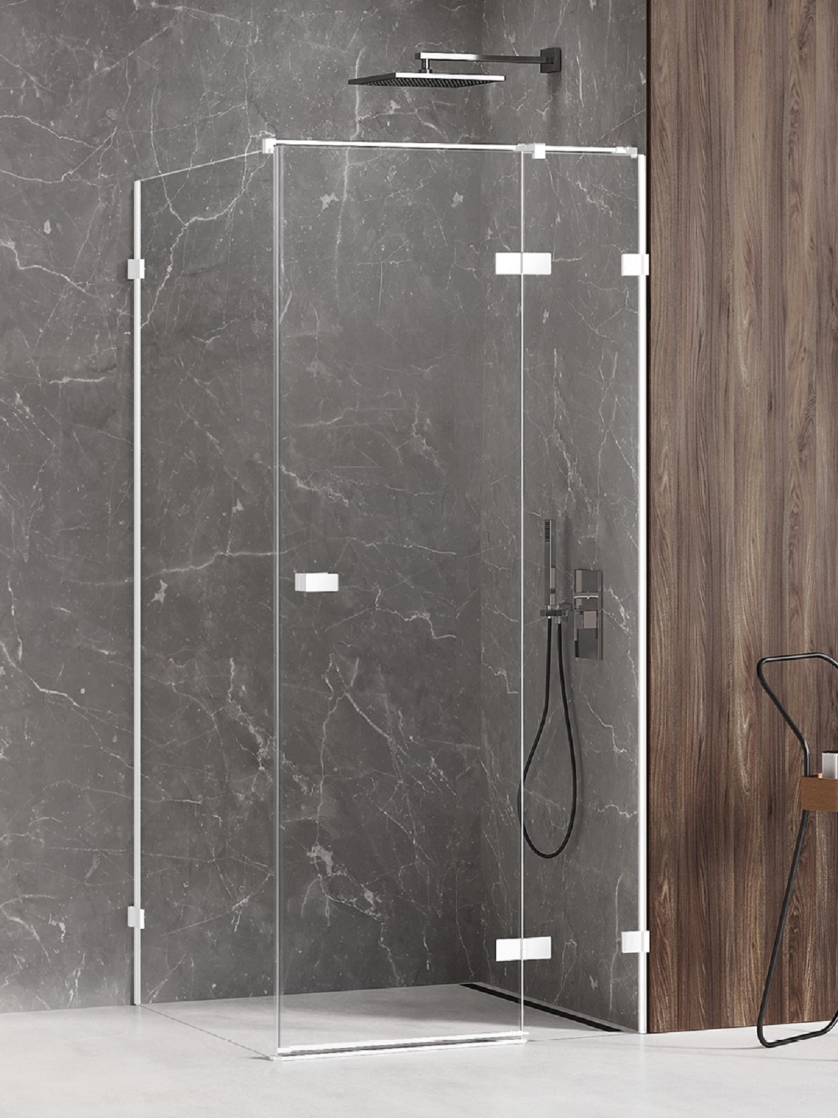 New Trendy Avexa White kabina prysznicowa 120x120 cm kwadratowa prawa biały mat/szkło przezroczyste EXK-2760