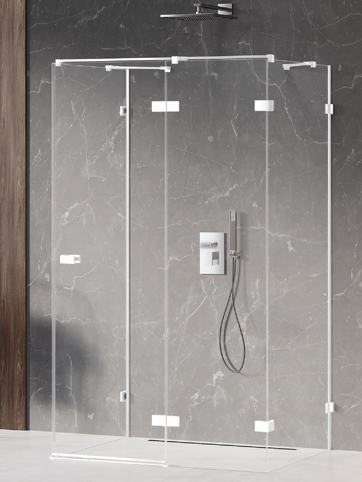 New Trendy Avexa White cabina de ducha 100x90 cm rectangular blanco mate/vidrio transparente EXK-2890