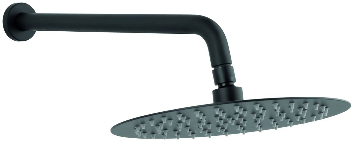 Ferro brazo de ducha con efecto lluvia 25x25 cm circular negro NPT13BL