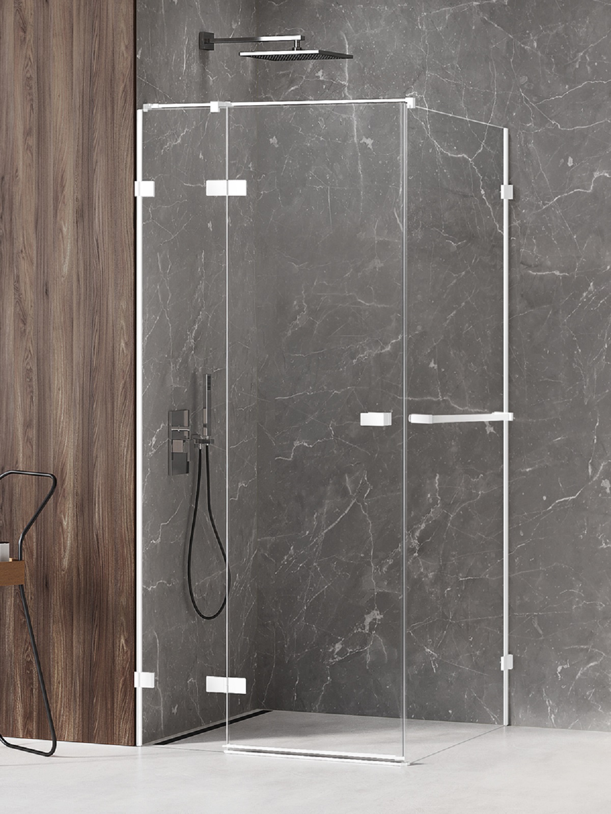 New Trendy Avexa White cabina de ducha 100x80 cm rectangular blanco mate/vidrio transparente EXK-2774