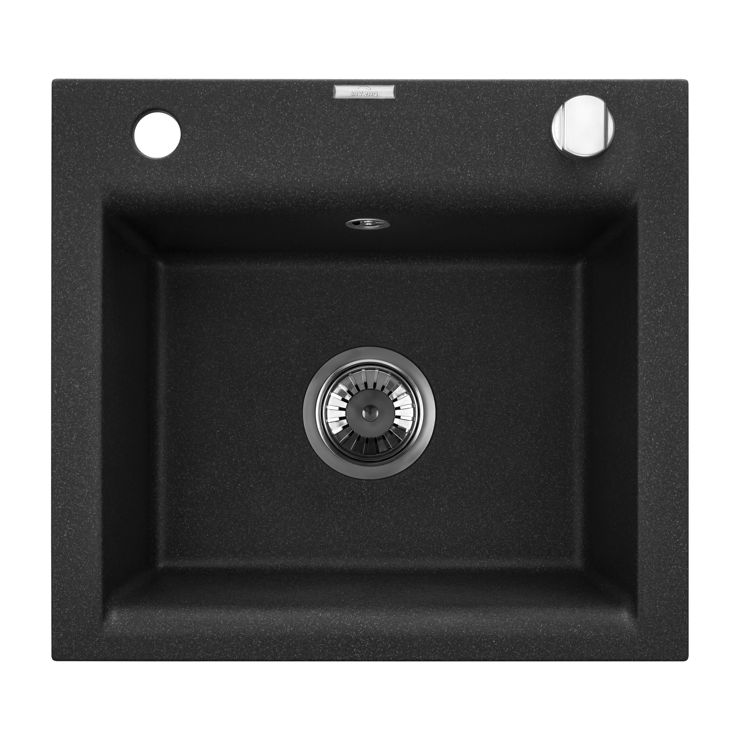 Invena Tesalia fregadero de granito 48x44 cm negro AZ-01-041