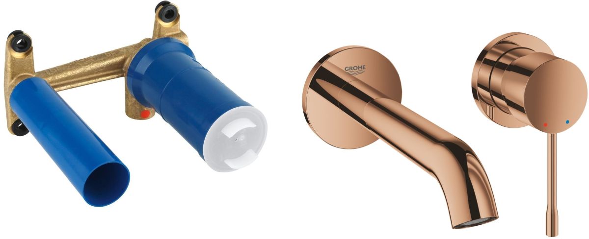 Conjunto grifo para lavabo Grohe Essence New 19408DA1, sistema empotrado para grifo Grohe Eurostyle 23571000