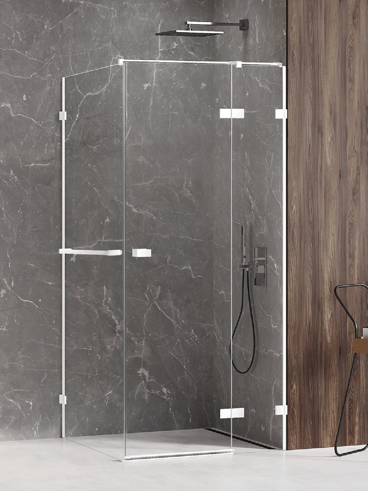 New Trendy Avexa White cabina de ducha 80x70 cm rectangular blanco mate/vidrio transparente EXK-2791