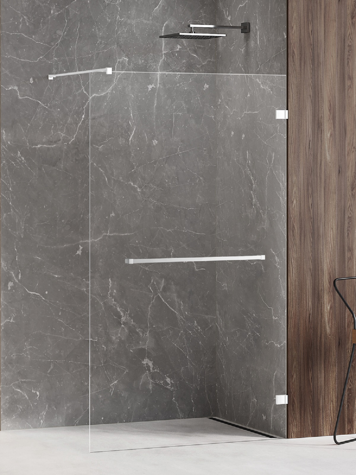 New Trendy Avexa White mampara de ducha walk-in 60 cm blanco mate/vidrio transparente EXK-2939