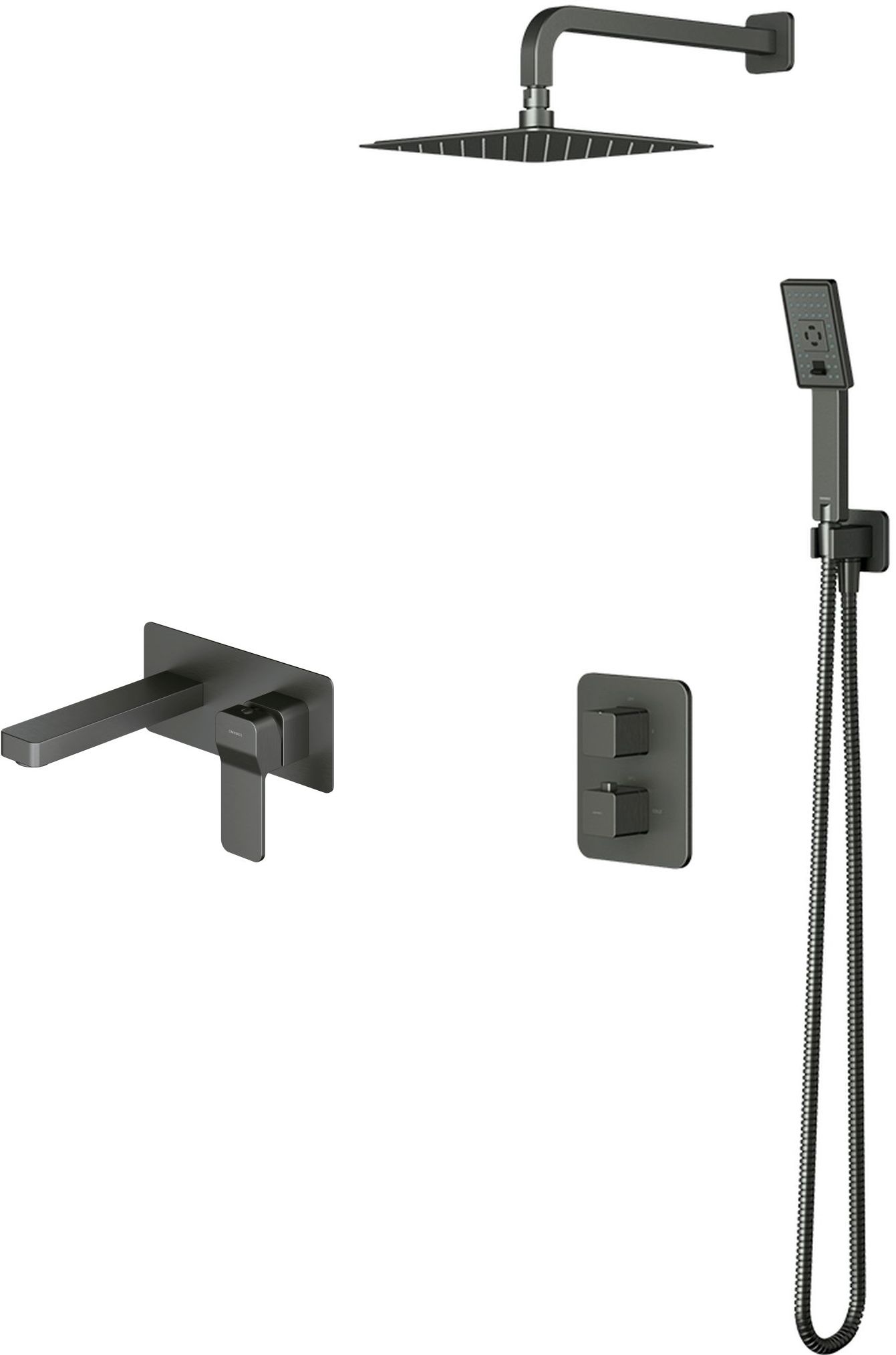 Conjunto conjunto de ducha Omnires Slide SYSSL11GR, grifo para lavabo Omnires Slide SL7715GR
