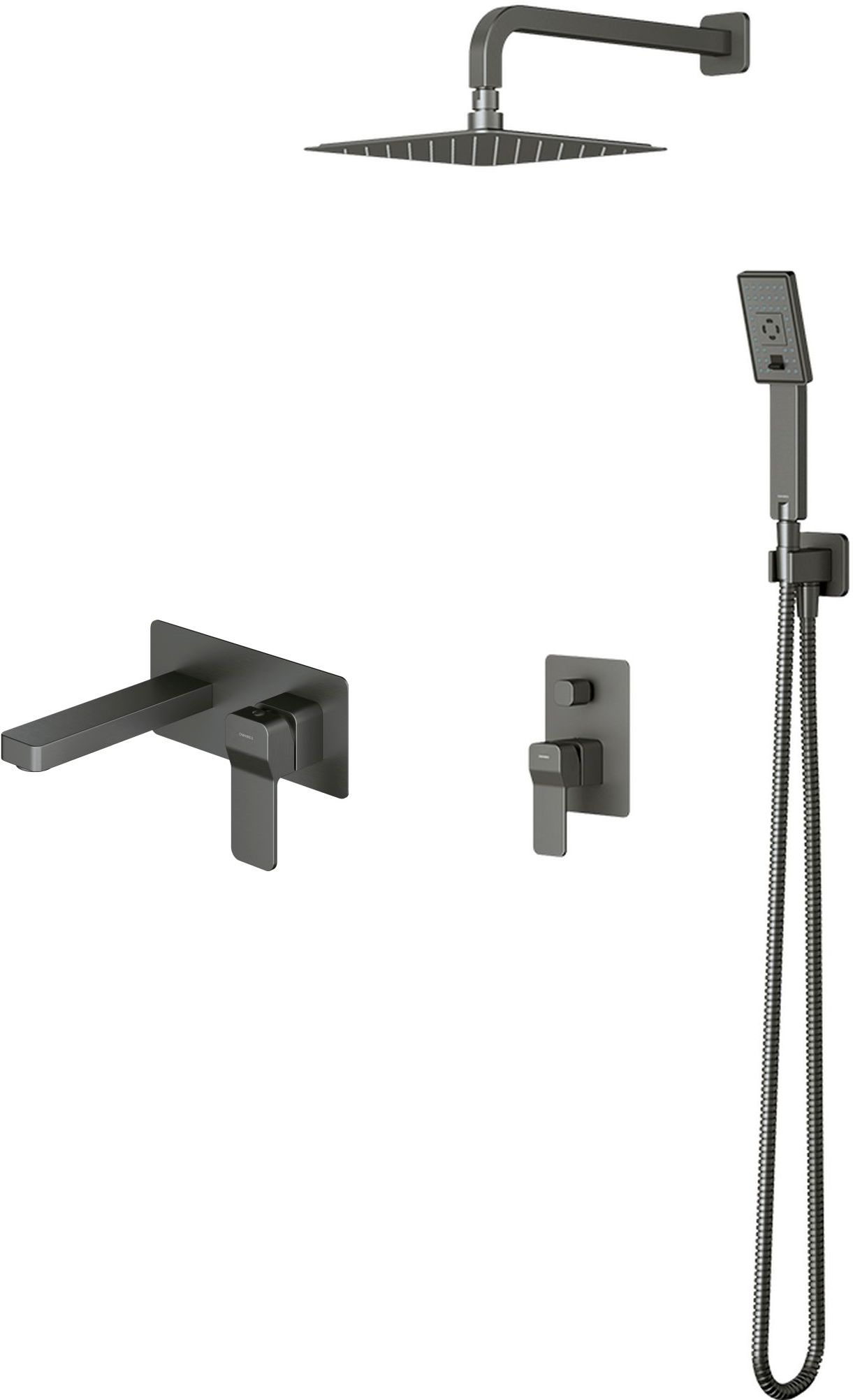 Conjunto conjunto de ducha Omnires Slide SYSSL12GR, grifo para lavabo Omnires Slide SL7715GR