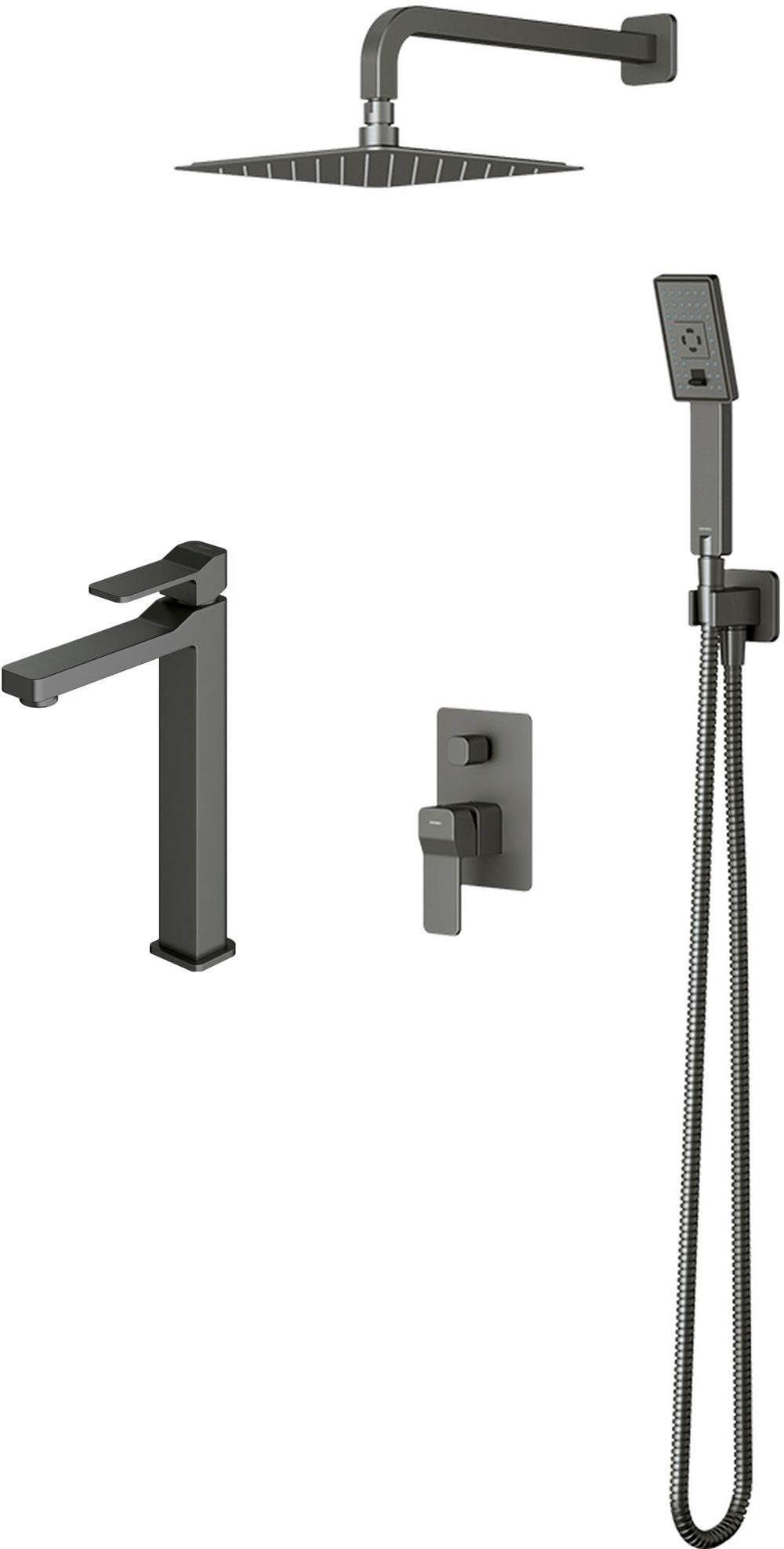 Conjunto conjunto de ducha Omnires Slide SYSSL12GR, grifo para lavabo Omnires Slide SL7712GR