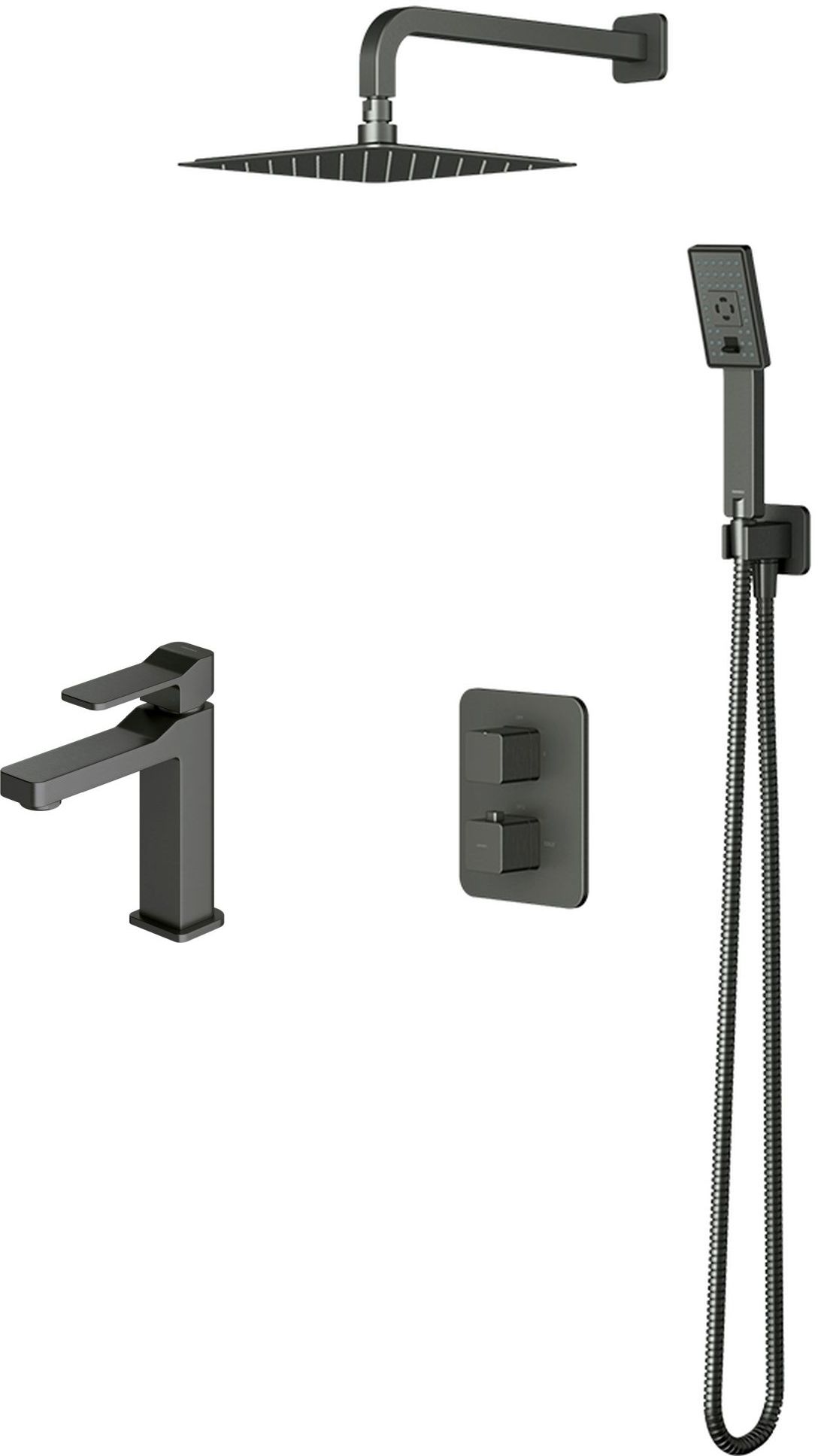 Conjunto conjunto de ducha Omnires Slide SYSSL11GR, grifo para lavabo Omnires Slide SL7710GR