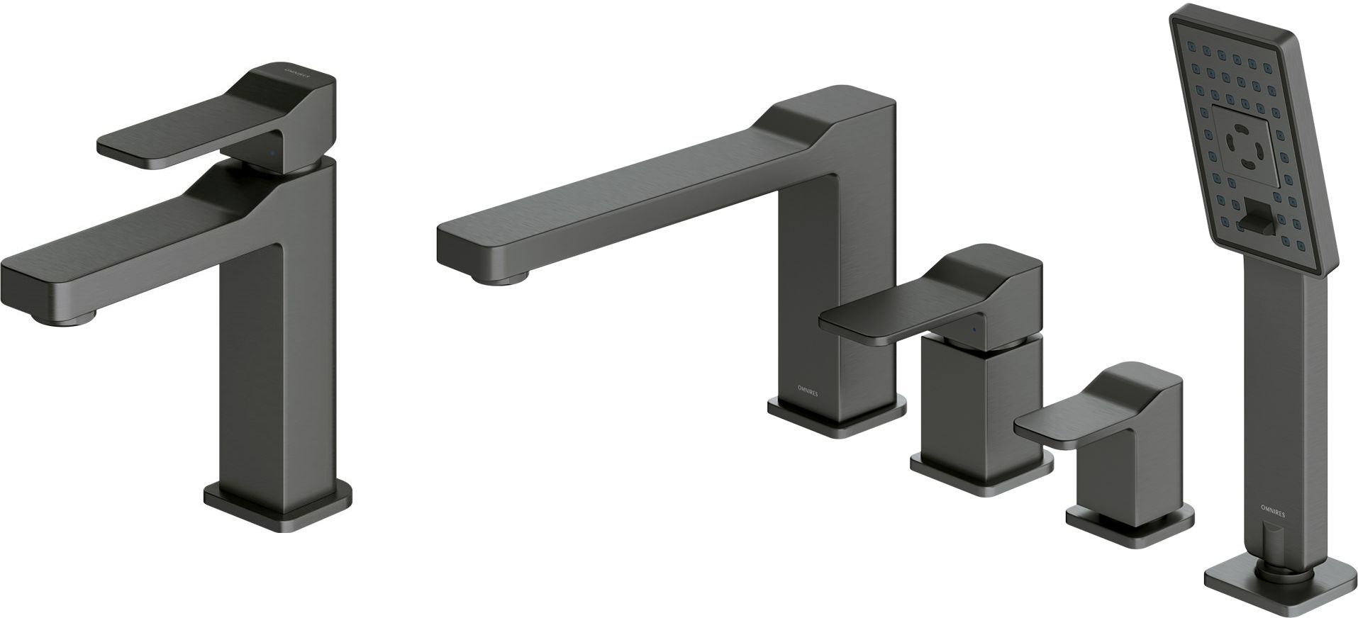 Conjunto grifo de bañera y ducha Omnires Slide SL7732GR, grifo para lavabo Omnires Slide SL7710GR