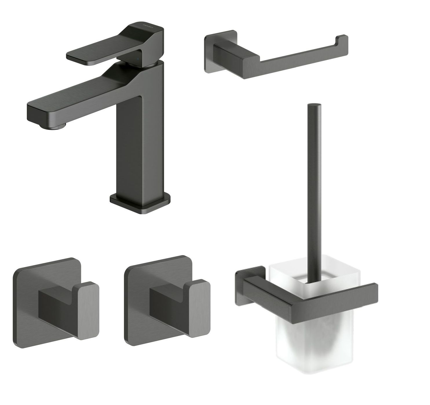 Conjunto grifo para lavabo Omnires Slide SL7710GR, escobilla de baño Omnires Nelson NL80620GR, NL80510GR, NL80115GR