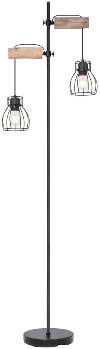 Globo Lighting Mina lámpara de pie 2x40 W negro-madera 15326-2SN