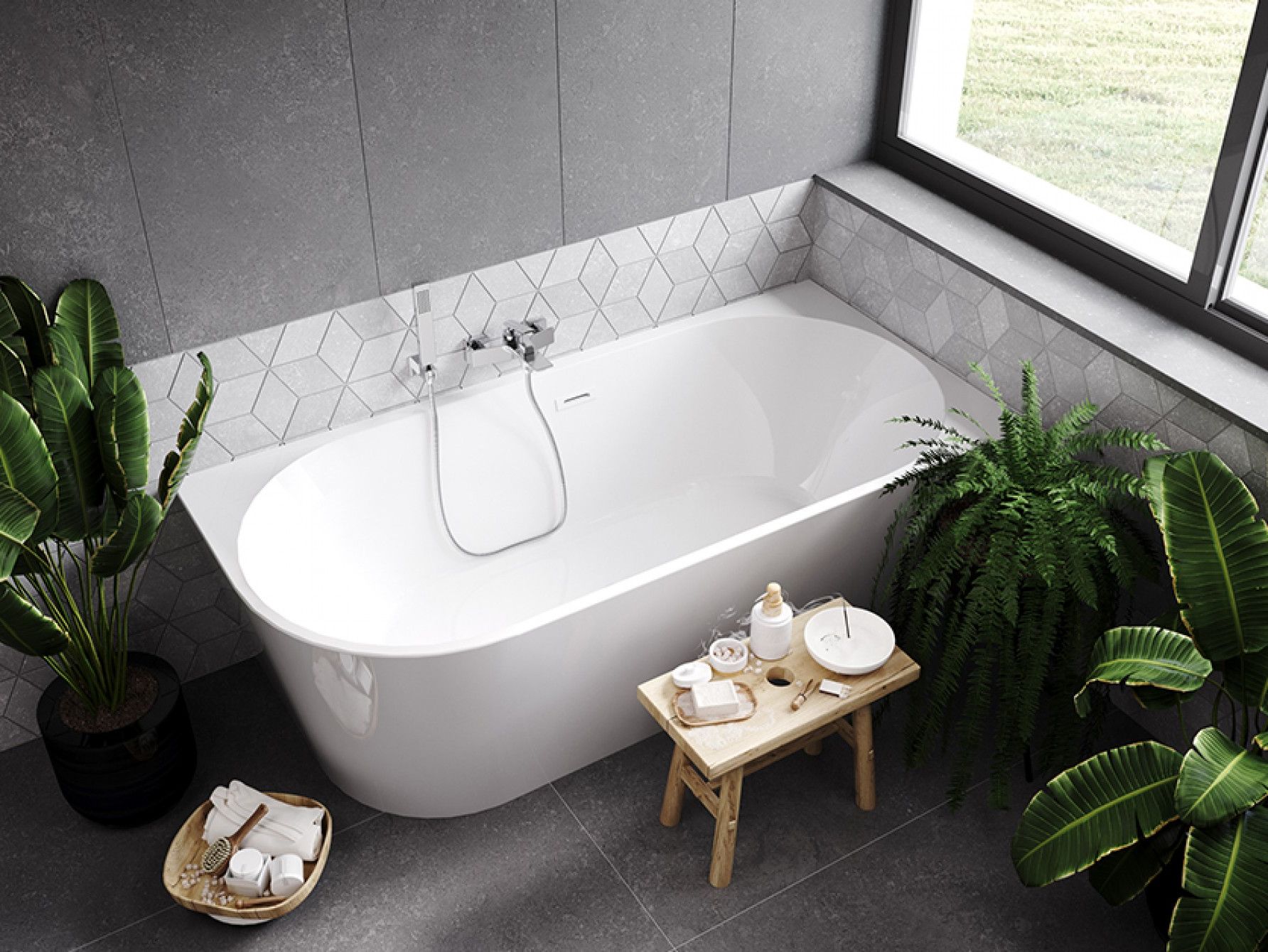 Besco Zoya bañera de pared 150x75 cm rectangular blanco #WAS-150-ZPB