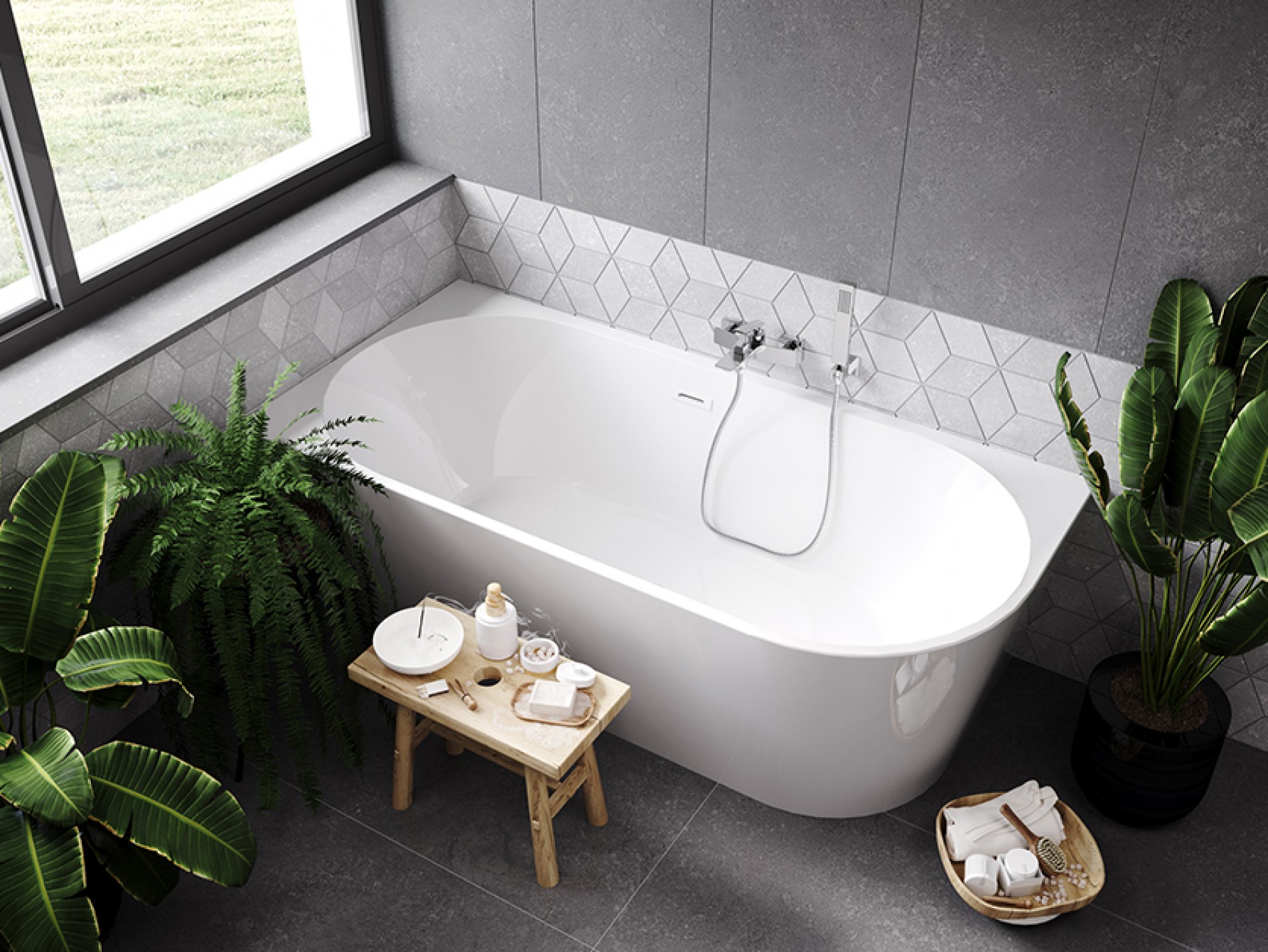 Besco Zoya bañera de pared 150x75 cm rectangular blanco #WAS-150-ZLZ