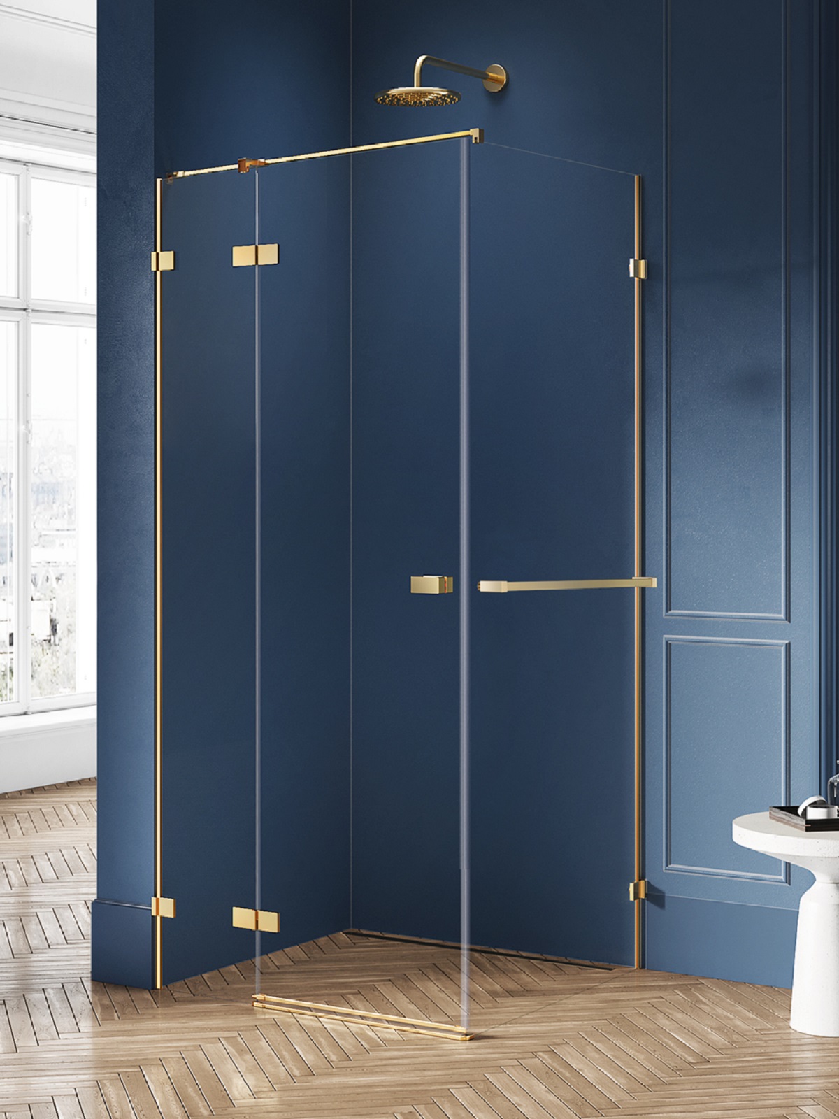 New Trendy Avexa Gold Brushed cabina de ducha 110x70 cm rectangular oro cepillado/vidrio transparente EXK-3028