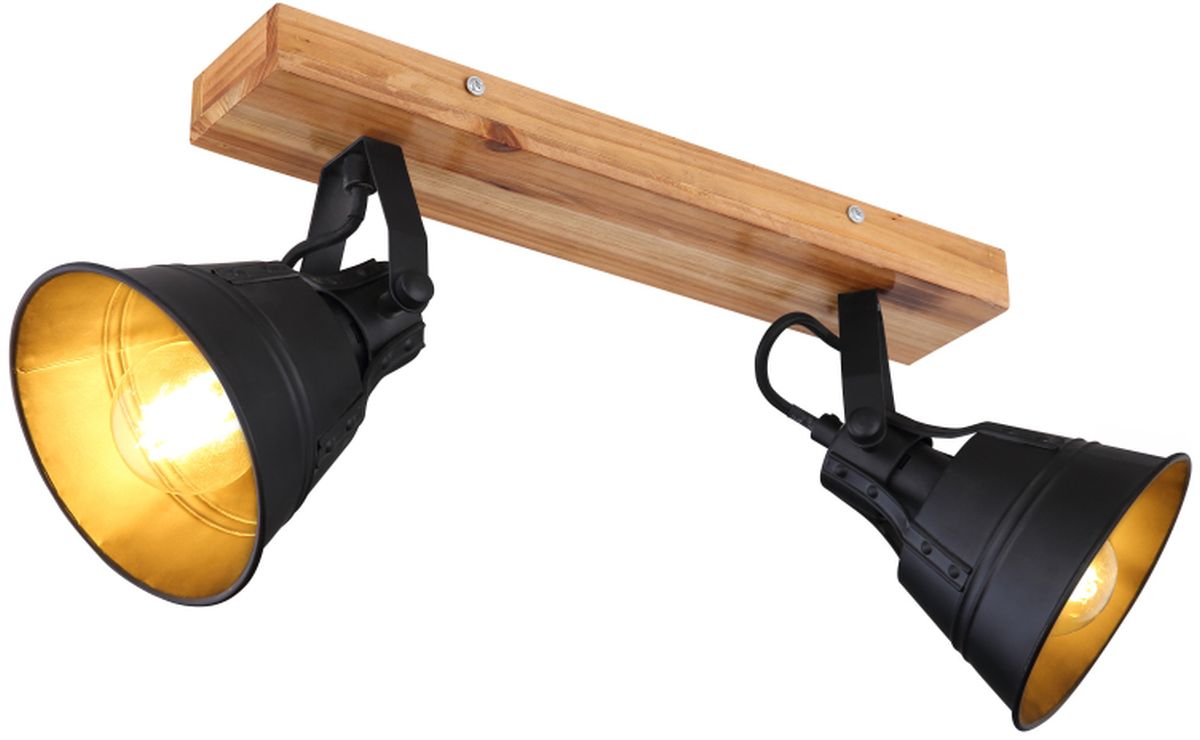 Globo Lighting Günther lámpara de techo 2x60 W negro-oro-madera 15466S-2