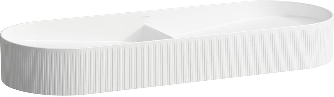 Laufen Sonar lavabo 100x37 cm semicircular sobre encimera-doble blanco brillante H8123494001121