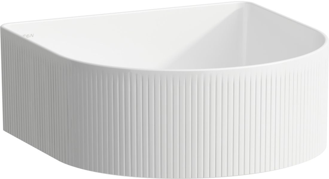 Laufen Sonar lavabo 34x34 cm semicircular sobre encimera blanco brillante H8123414001121