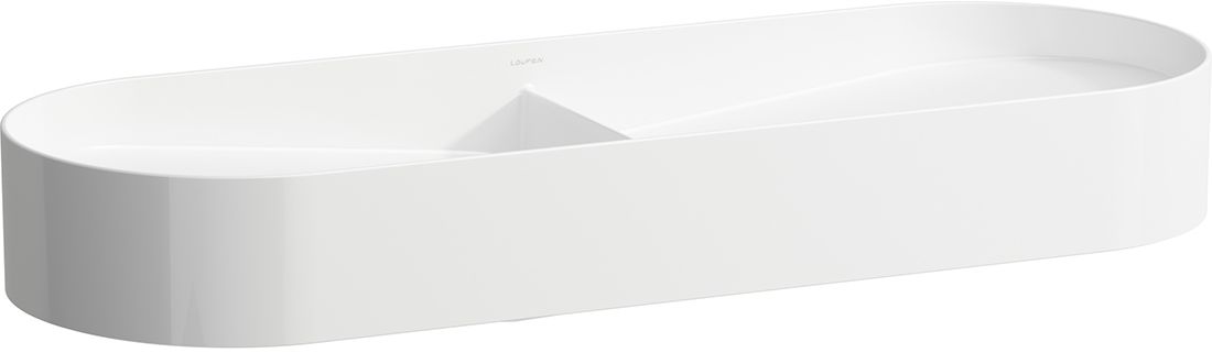 Laufen Sonar lavabo 100x37 cm semicircular sobre encimera-doble blanco mate H8123487571121
