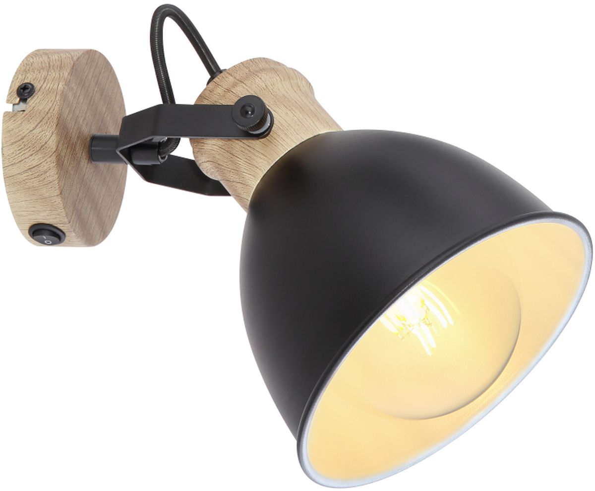 Globo Lighting Wiho lámpara de pared 1x40 W negro-madera 54018-1S