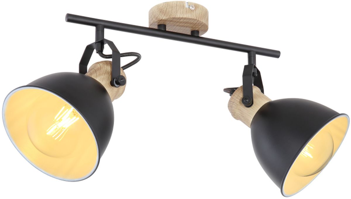 Globo Lighting Wiho lámpara de techo 2x40 W negro-madera 54018-2S