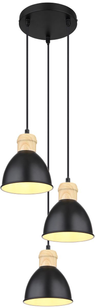 Globo Lighting Wiho lámpara colgante 3x40 W negro-madera 54018-3HS