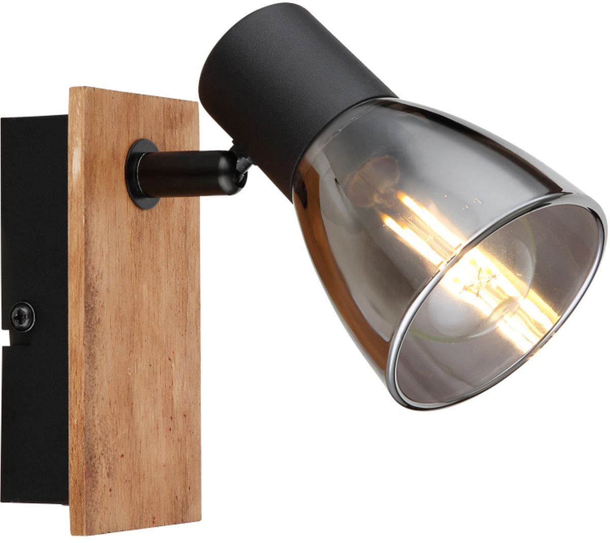 Globo Lighting Claude lámpara de pared 1x40 W negro-ahumado-madera 54307-1W